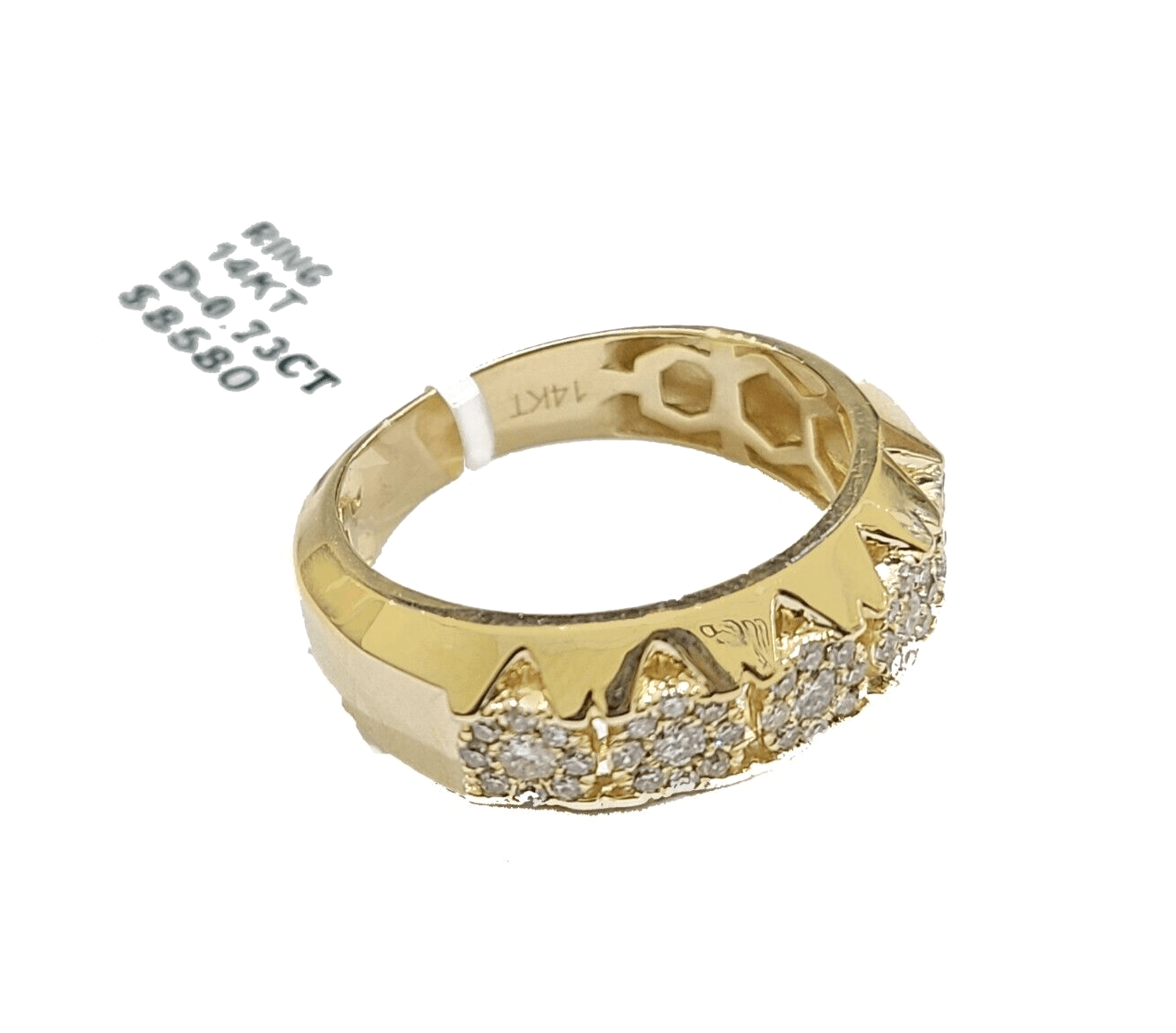 Real Diamond Mens Ring 14k Real Gold Band 14kt Yellow Gold 10" Genuine Diamonds - GoldenlinQ